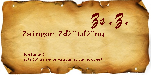 Zsingor Zétény névjegykártya